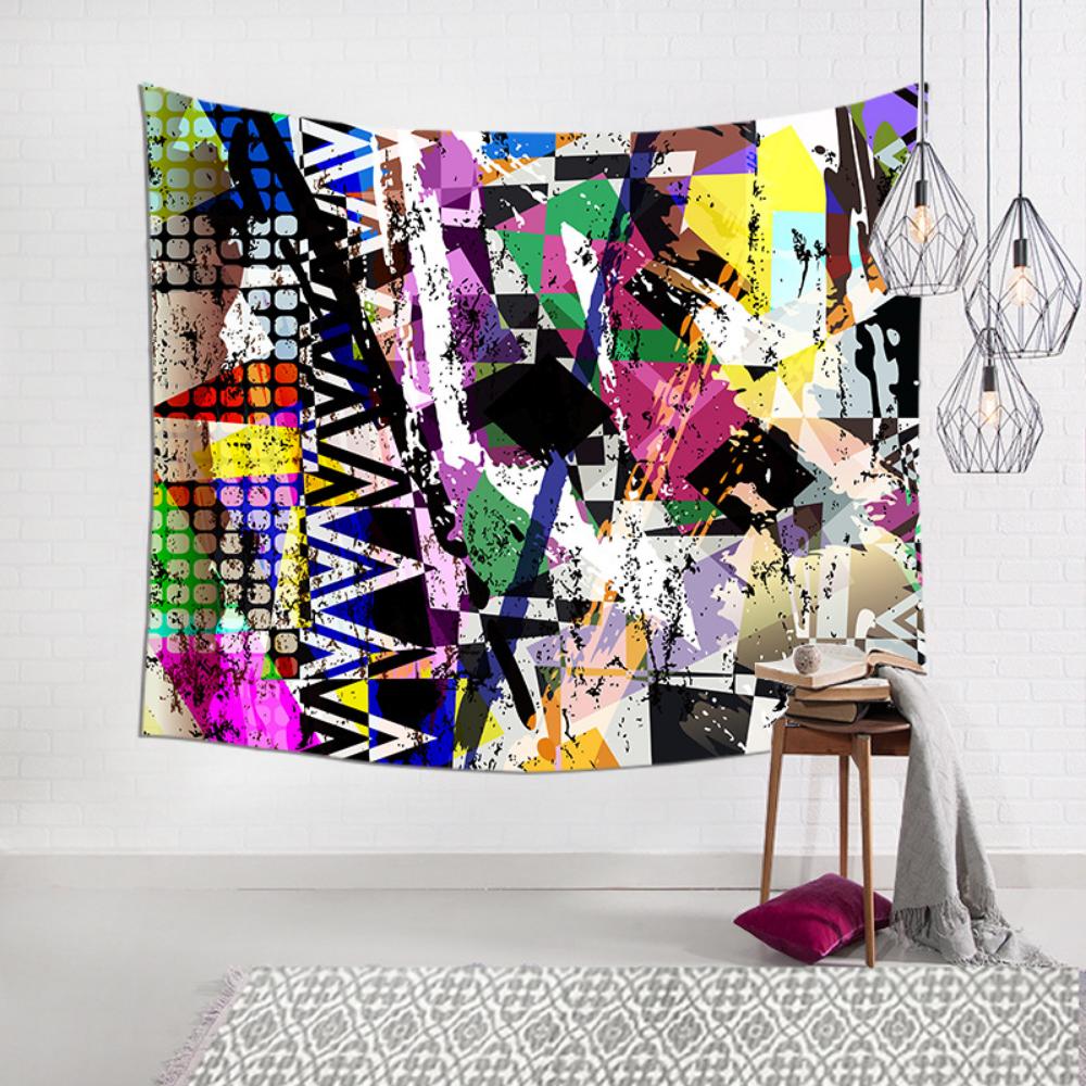 Декоративная живопись, Геометрический абстрактный гобелен, Гостиная, Спальня, Настенная ткань, Фоновая ткань для комнаты, Настенный ковер, Подвесная ткань