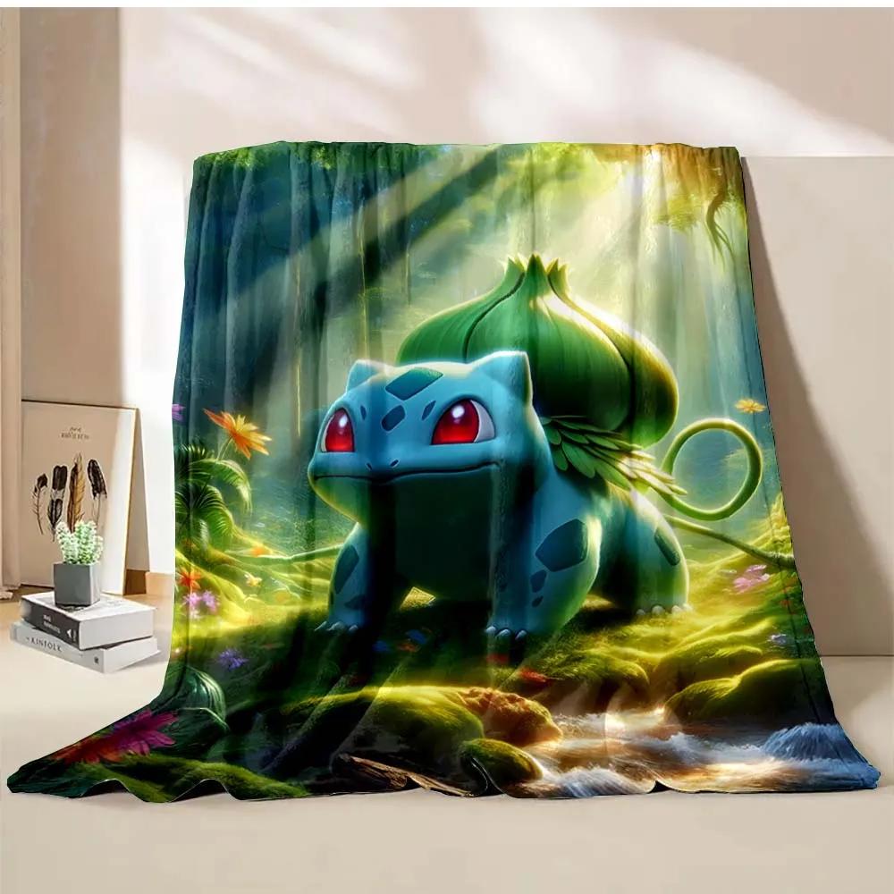 Cute Pokémon Bulbasaur Print Blanket Children Adult Blanket Soft Warm for Bed Sofa Travel Cover Blanket Children's Luxury Gifts