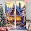 2 шт. 2D плоская печать Рождественская занавеска дизайн рождественской елки Универсальный Прочный Полиэстер Без электричества Праздничный