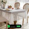 Luxe Tasseled & Jacquard Polyester Tablecloth - Rectangle Lace Dust Cover for Dining & Console Tables Home Decor