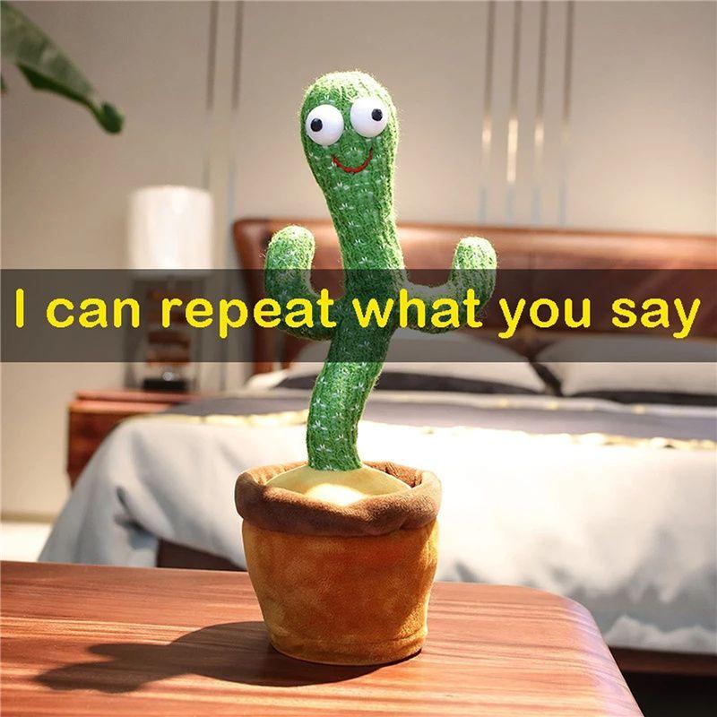 Charming Electronic Shake Body Dancing Cactus Plush Toy With Learning Speaking Feature