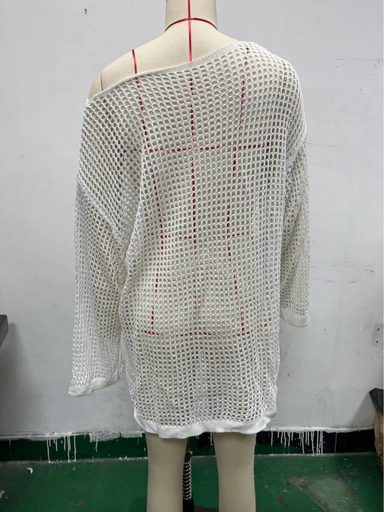 European & American Mesh Knit Bikini Cover-Up Sweater - Women's Summer Beach Sunscreen Shirt