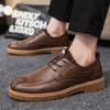 Мужские формальные кожаные туфли, туфли в стиле business casual, кожаные туфли на шнуровке, мужские трендовые туфли для通勤, весна-лето, британские туфли