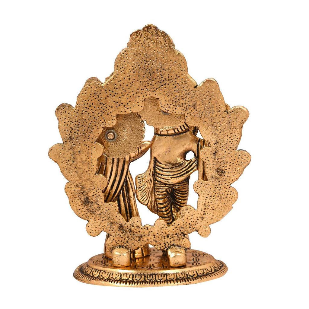 Покрытая золотом металлическая статуэтка Радхи Кришны - Идол Радхи Кришны, сувенирная фигурка для декора дома, офиса, храма, для пуджи, подарок (Набор из 1)