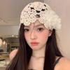 Summer Thin Hollow Pearl Flower Handknitted Headgear Female Sweet Cute Niche Hat