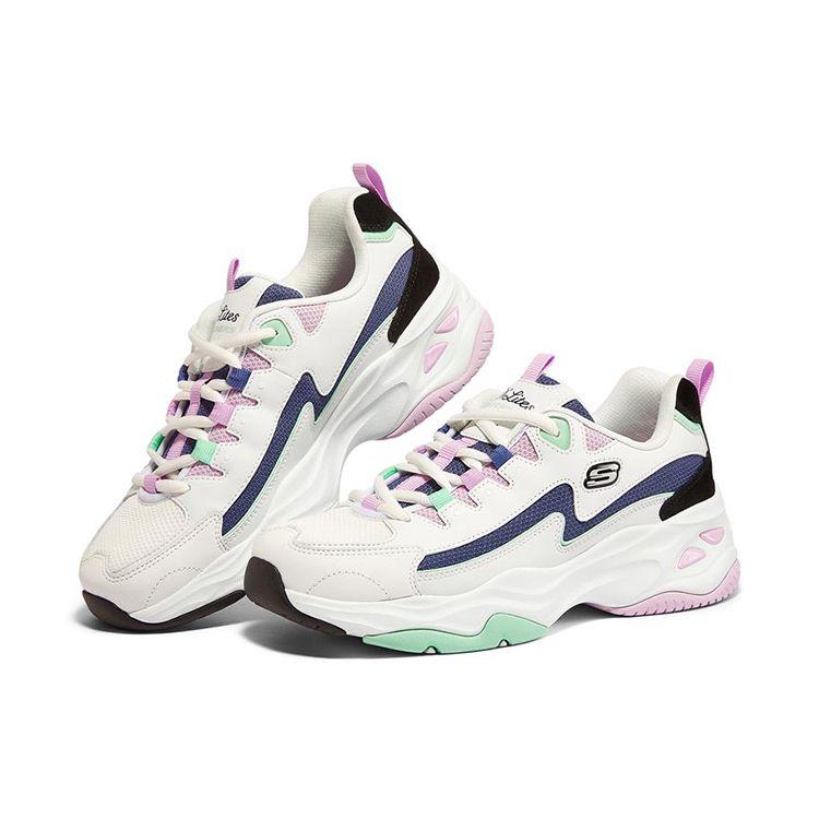 Skechers DLites 4.0 Сетчатые Спортивные Модные Низкие Повседневные Кроссовки Женские Разноцветные 149493-WBKB