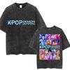 Женская стираная K-pop Аниме Охотник на демонов Huntrix Девочки Футболка Каваи Милая Модная Унисекс Футболки Большого размера Хлопок Винтажная Футболка