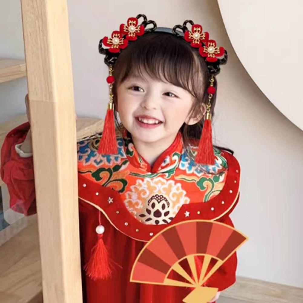 Цветочный детский парик с кисточками для волос в стиле Тан, прическа с косичками, китайские палочки, волосы, год Древний W8Y9