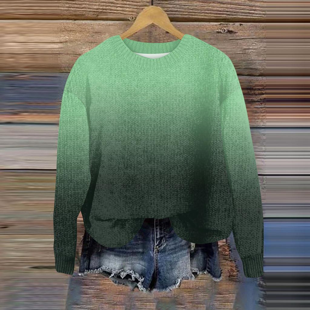 Свитшоты для женщин Вязаный свитер Милая рубашка Осенний круглый вырез Пуловер Топы