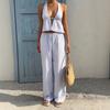 2026 Cross-Border Summer Striped V-Neck Vest & Straight-Leg Pants Set