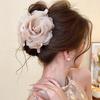 Acrylic Fabric Mesh Rose Pearl Hairpin Fashionable and Sweet Grab Clip Commuting Versatile Hair Accessories Headgear