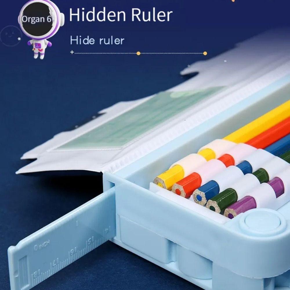 Space Astronaut Pencil Box Double Layer Automatic Stationery Storage Box For Boys/Girls
