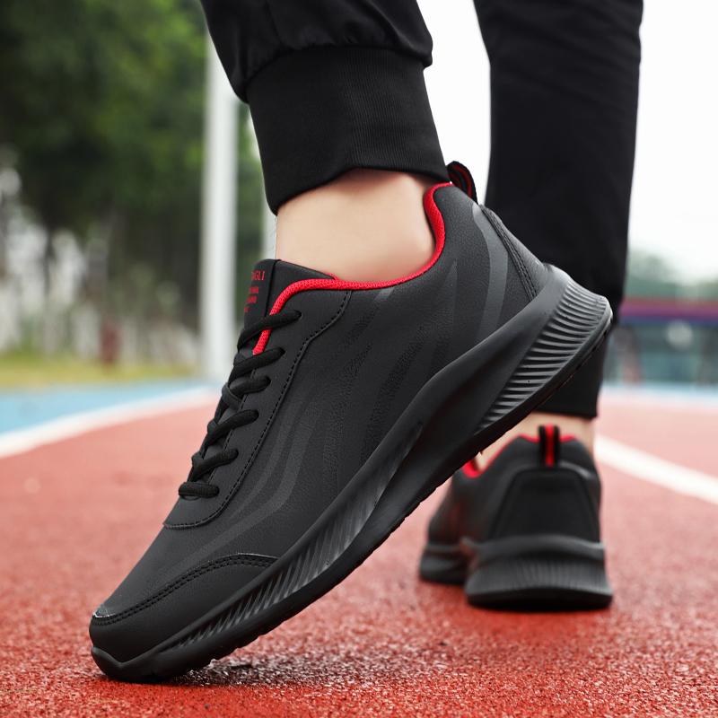 Модные мужские кроссовки Легкие беговые кроссовки Новые дышащие Нескользящие Повседневные Кожаные На шнуровке Мягкие Мужские для ходьбы Уличные Теннисные туфли