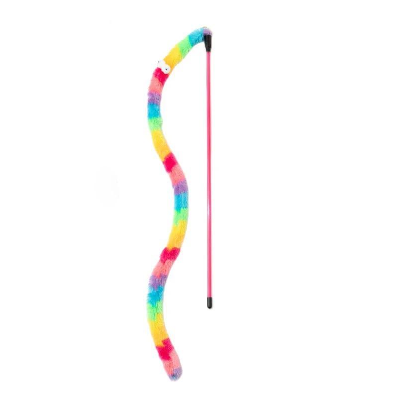 1PC Funny Cat Toy Caterpillar Cat Teaser Wand Interactive Toys Feather Colorful Rod Teaser Wand Pet Supplies
