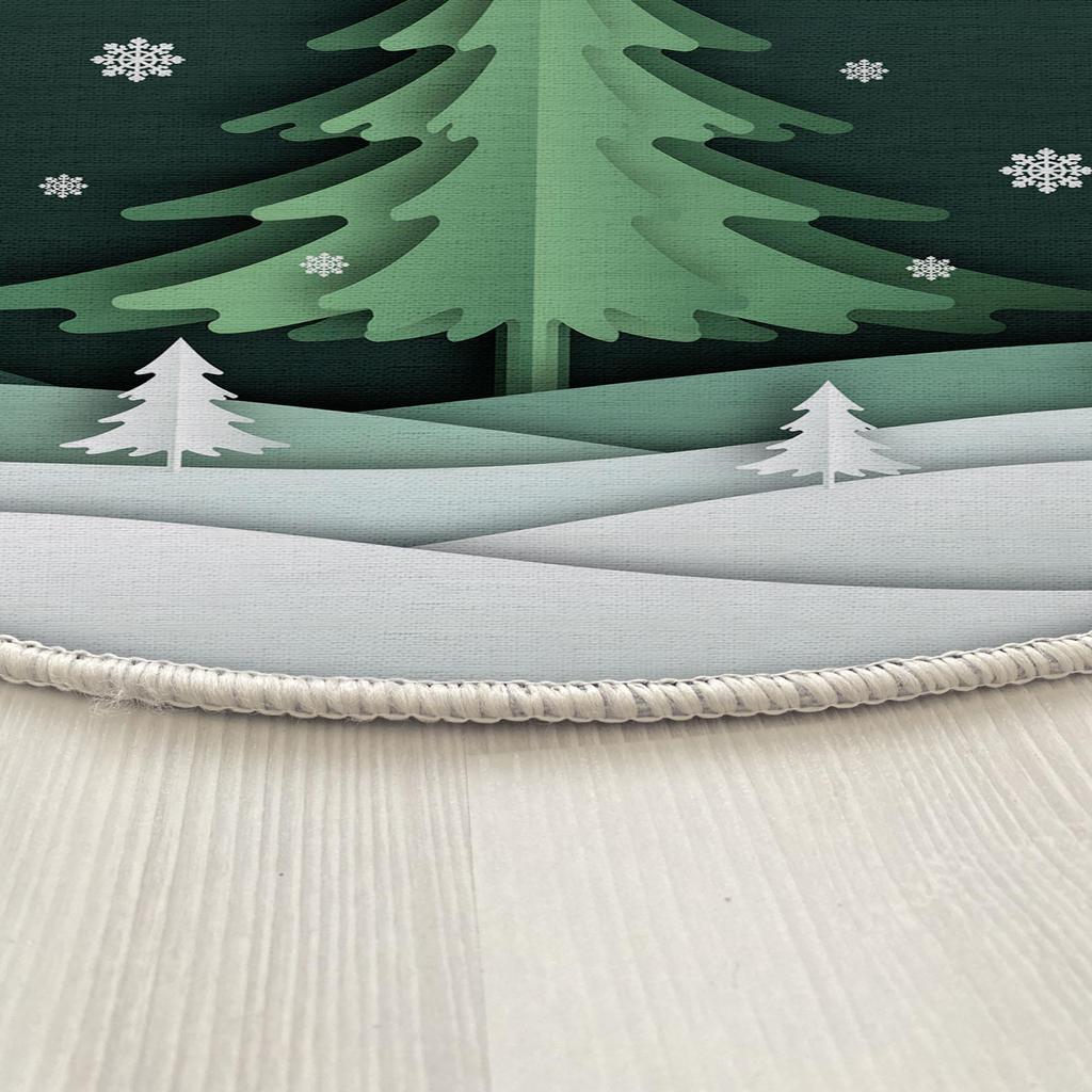 Рождественская концепция Декоративный тонкий машинный тканый хлопок Нескользящая основа Моющийся ковер для комнаты