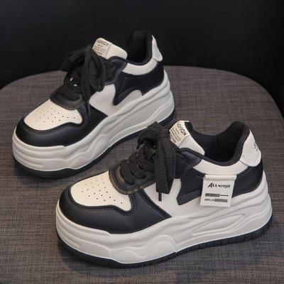 Женские белые парусиновые кроссовки-папы - Осень/Зима 2025, Платформа 6 см, Толстая подошва, Увеличивающие рост, Повседневная обувь с плюшевой подкладкой