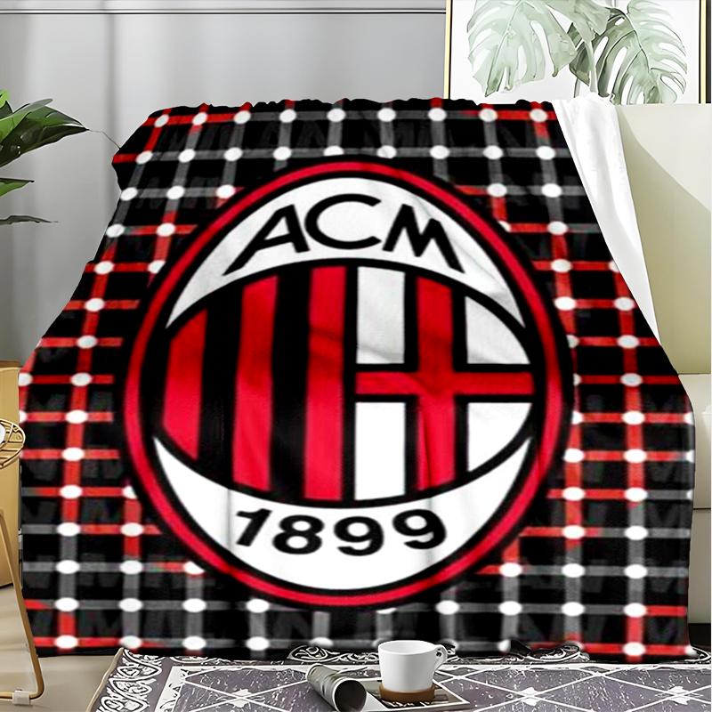 1PC Milan Football club Printed Soft Flannel Blanket Throw for Adult Bedroom Living Room Sofa Camping Travel Fan gifts Christmas Gifts