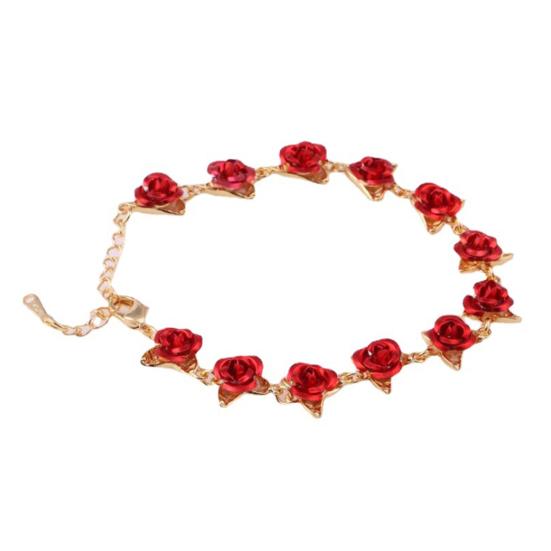 Хорошие женские браслеты из нержавеющей стали с красной розой