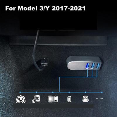 Аксессуары для Tesla Model 3/Y 2017-2021, USB-разветвитель от 1 до 3, удлинитель-концентратор