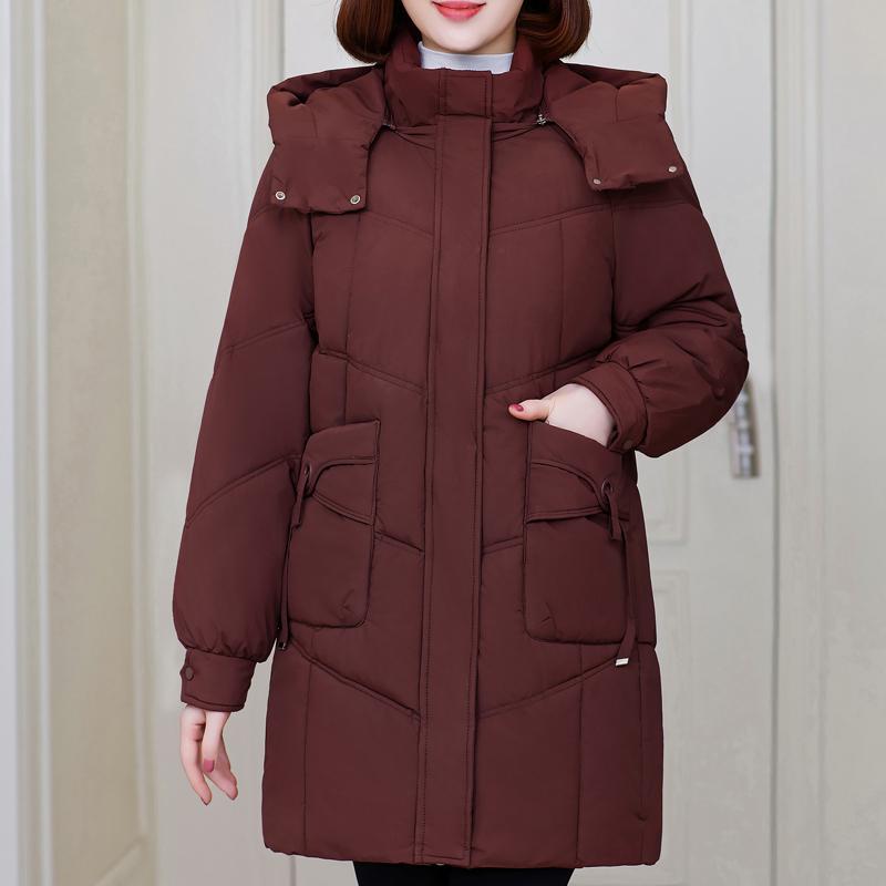 Женское длинное пальто зимняя верхняя одежда больших размеров элегантная женская куртка с капюшоном повседневная свободная толстая теплая парка