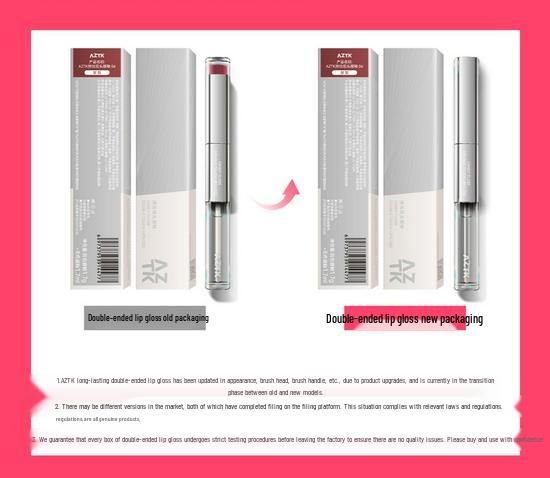 AZTK Водный блеск для губ с зеркальным эффектом: Увлажняющий, Стойкий Нюдовый, Двусторонний Блеск для Увеличения Объема Губ.