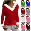 Women's T Shirt Tee Christmas Shirt Long Sleeve Party Christmas Fleece Collar V Neck Top