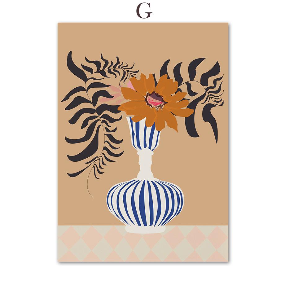 Винтажный цветочный рынок, абстрактная линия, кривая, настенная живопись на холсте, плакаты на скандинавскую тему и принты, настенные панно для декора гостиной