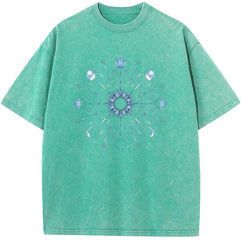 Tie-Dyed XINGX Mandala Men Washed T-Shirt Cotton Funny Loose Bleached Tshirt Retro Fashion Hip Hop Bleach T Shirt Tops Tee