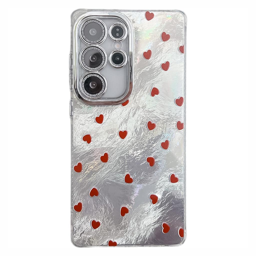 For Samsung Galaxy S25 Ultra Case Floral Pattern Design IMD PC+TPU Phone Back Cover with Glass Lens Film