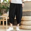 Дышащие мужские льняные брюки-капри с эластичной резинкой на талии, свободные пляжные шорты