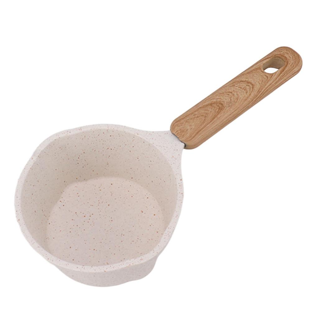 White Non-stick Pan Flat Bottom Cooking Pot Butter Melting Pot Sauce Pan Soup Making