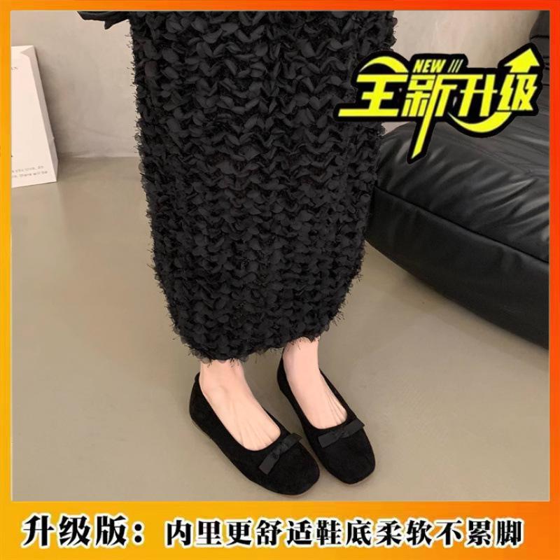 Корейская версия французских балеток с неглубоким бантом, женские летние туфли 2025 года, универсальные туфли с круглым носком и мягким носом