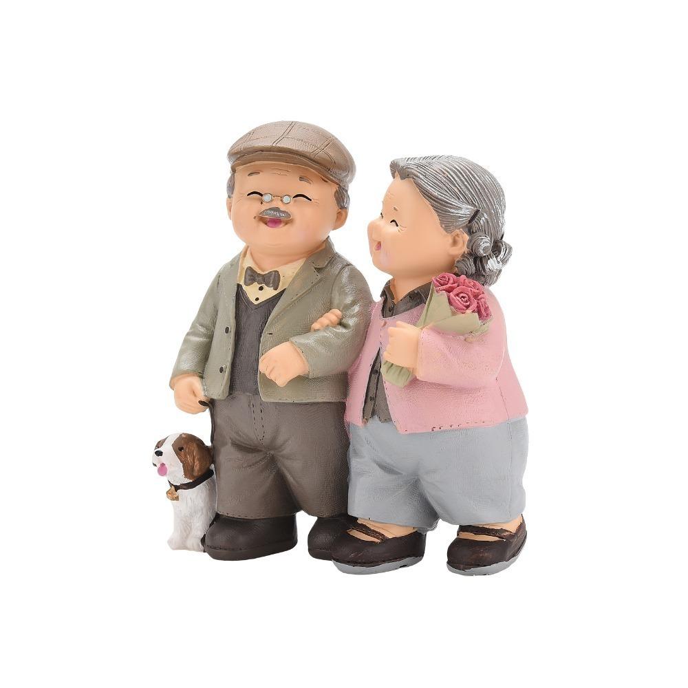 5in Grandpa Grandma Cake Making Statue Couple Anniversary Tabletop Decor  Study Desk Display Piece