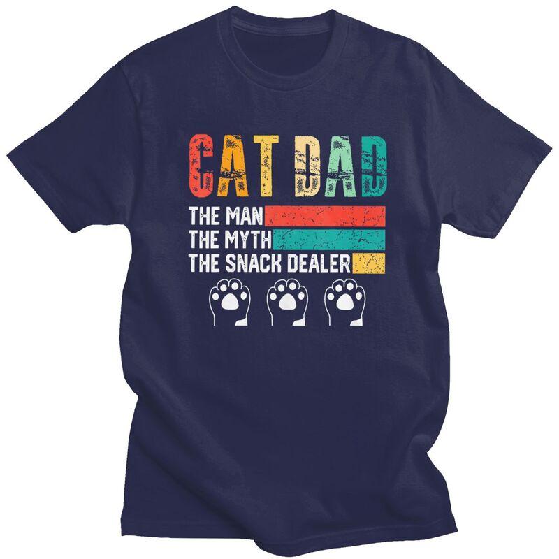 Custom Cool Vintage Cat Dad T Shirt Men Pure Cotton Tshirt Leisure Father Day Gift Tees Fashion Tshirt