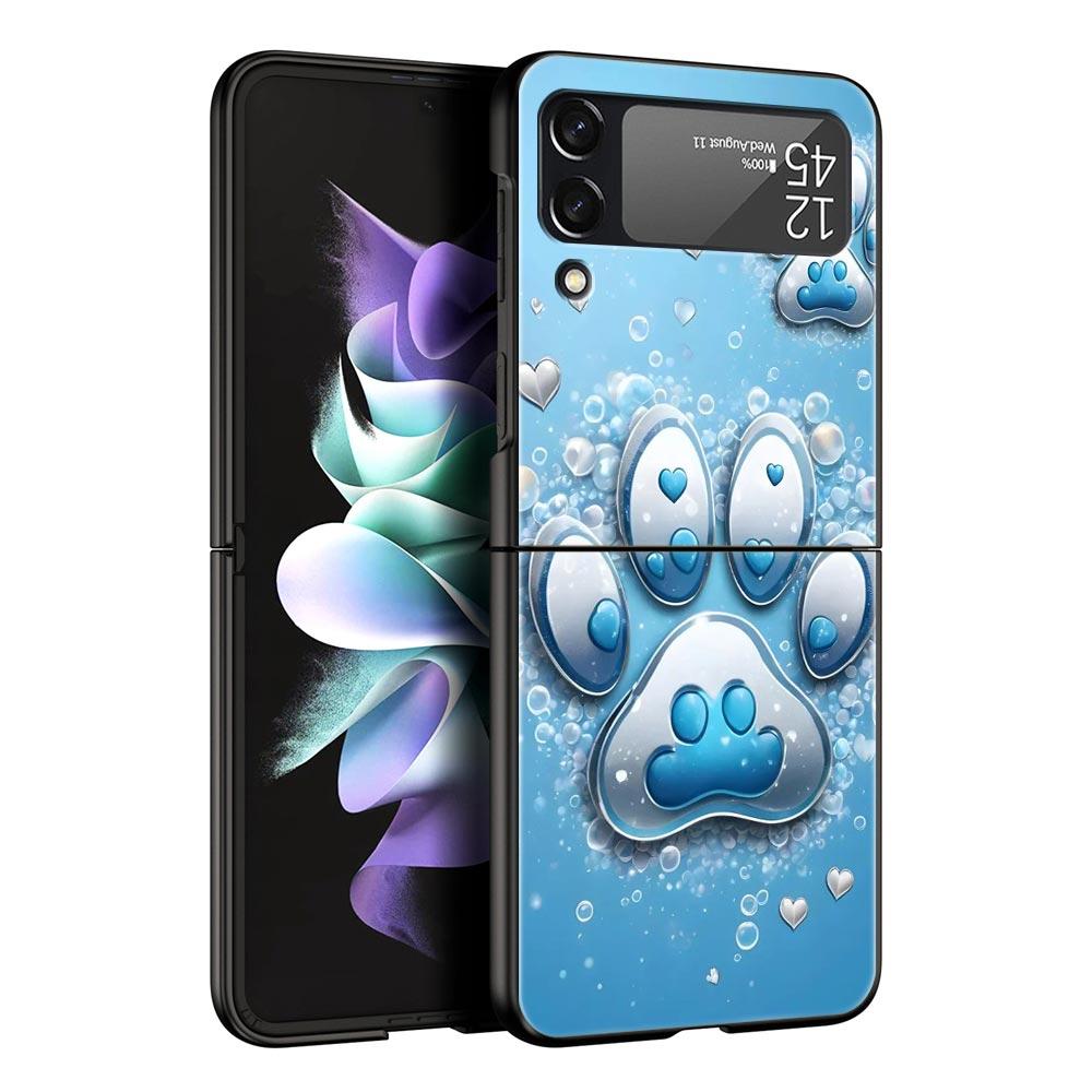 Эстетика отпечатка лапы собаки Жесткий ПК Чехол для телефона Для Samsung Galaxy Z Flip 7 6 5 4 Черная Крышка Для Galaxy Z Flip 3 Складной Fundas Сумка