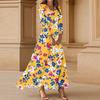 Women's Three-quarter Sleeves Fashionable Floral Print Loose Casual Comfortable Dress