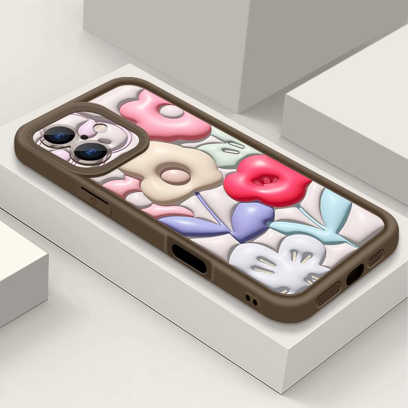 Чехол с цветами для iPhone 16 Pro Max Противоударный чехол из ТПУ Мягкий силиконовый чехол Коке для iPhone 15 Pro Max 14 13 12 11 Чехол для телефона