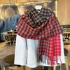 Ретро двухцветный клетчатый шарф мужской зимний длинный утолщенный теплый подарок шарф для пары универсальный