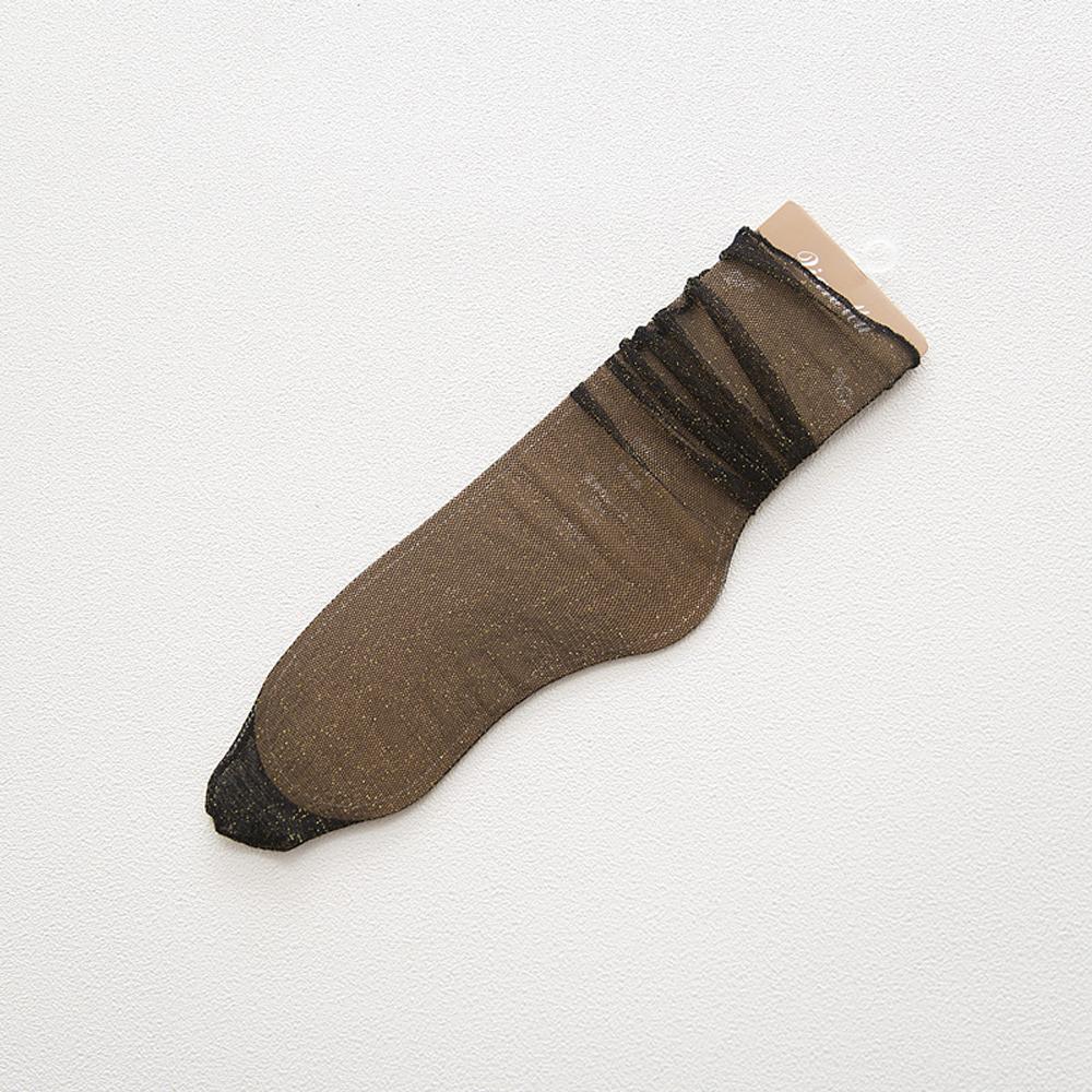 Прозрачные летние модные блестящие женские нейлоновые тюлевые носки с рюшами, чулочно-носочные изделия, сетчатые носки