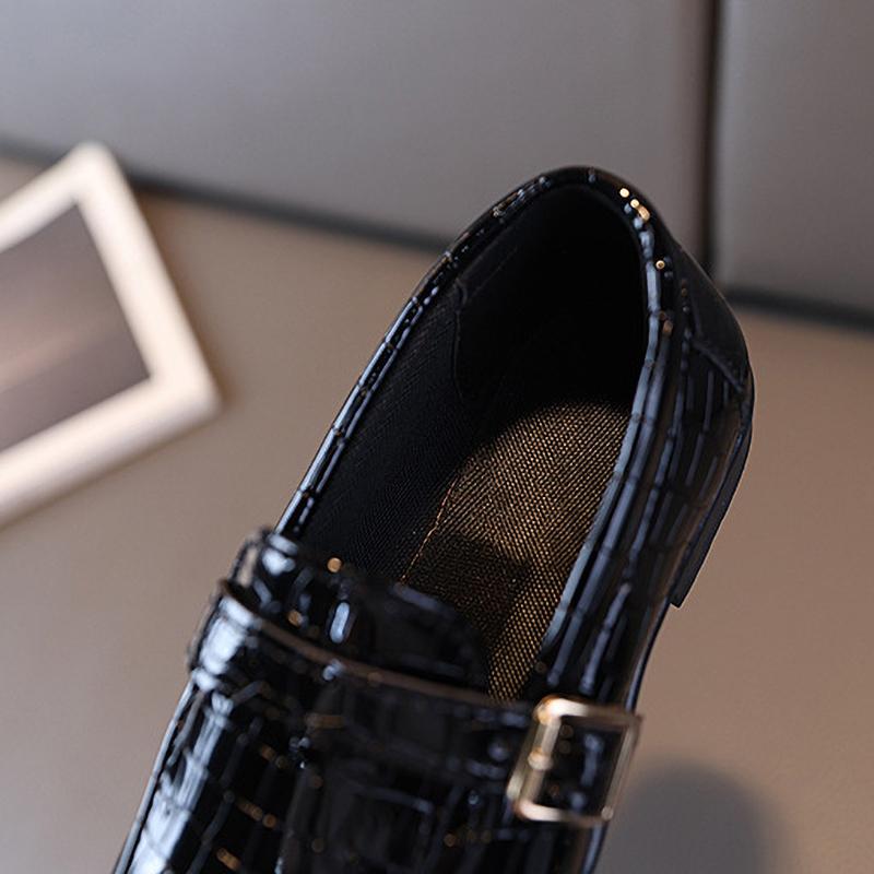 Детская обувь Подиумная мода Мальчики Черные балетки Универсальная Школьная Детская Обувь для Выступлений Низкий каблук