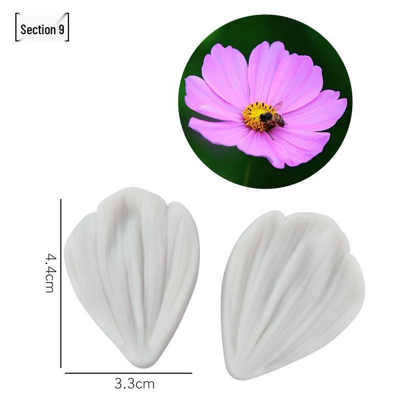 Силиконовая форма для мастики - Набор лепестков и листьев, пищевая, для тиснения на дереве и цветах.