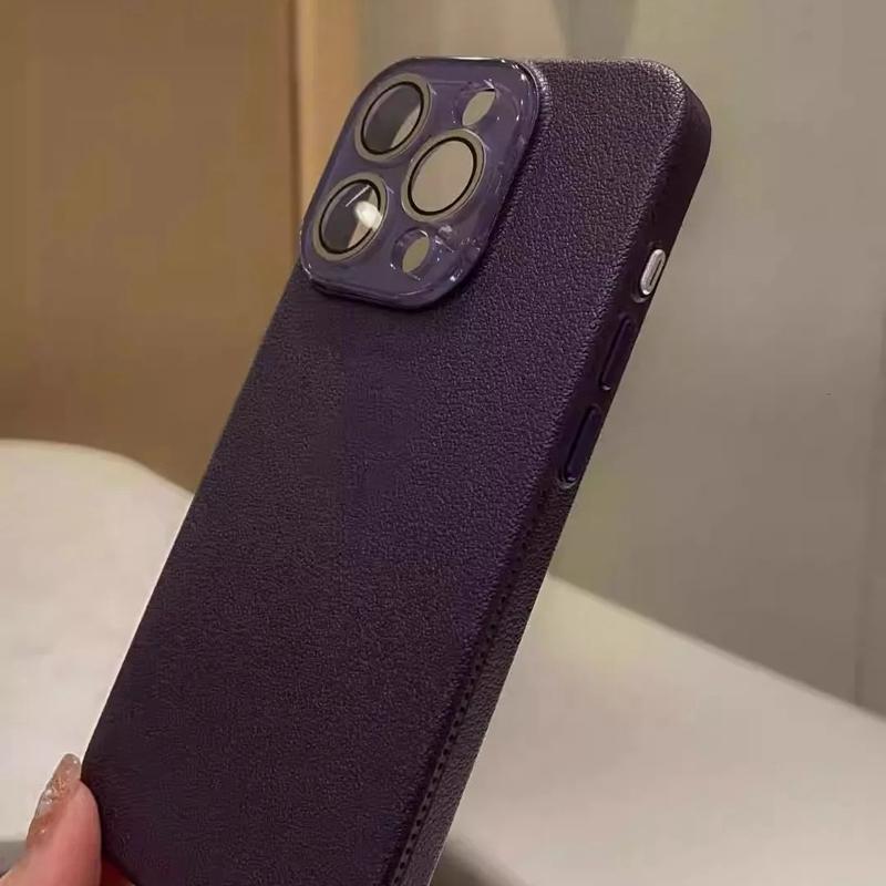 Luxury Leather Texture Phone Case for For Iphone 11 12 13 14 15 16 17 Pro Max Plus Air Lens Protection Shockproof Bumper Cover