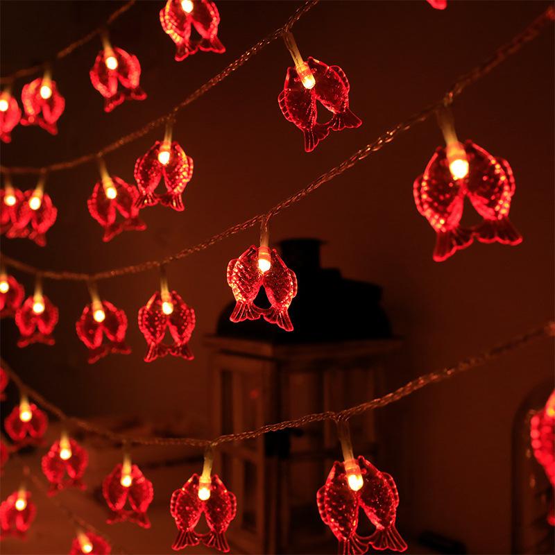 1,5 м 10 светодиодов С Новым годом Красный фонарь гирлянда декор Китайские гирлянды-узелки Свадебные украшения Китайский весенний фестиваль декор