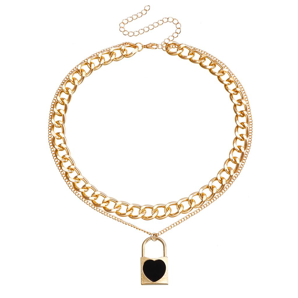 Accessories, Double Black Butterfly Imitation Fritillary Necklace For Women, Temperament Metal Coarse Aluminum Chain Necklace