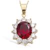 [R3760] - Garnet Red 'Victorina' Gold Plated Pendant - 20x18 Mm…