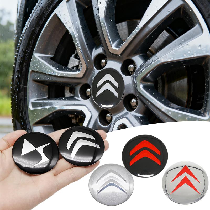 CITROËN 56mm Wheel Center Caps Stickers 3D Alloy Logo Emblem Badge Hub Decal for C3 C4 C5 C6 Berlingo Picasso (Set of 4 Pcs)