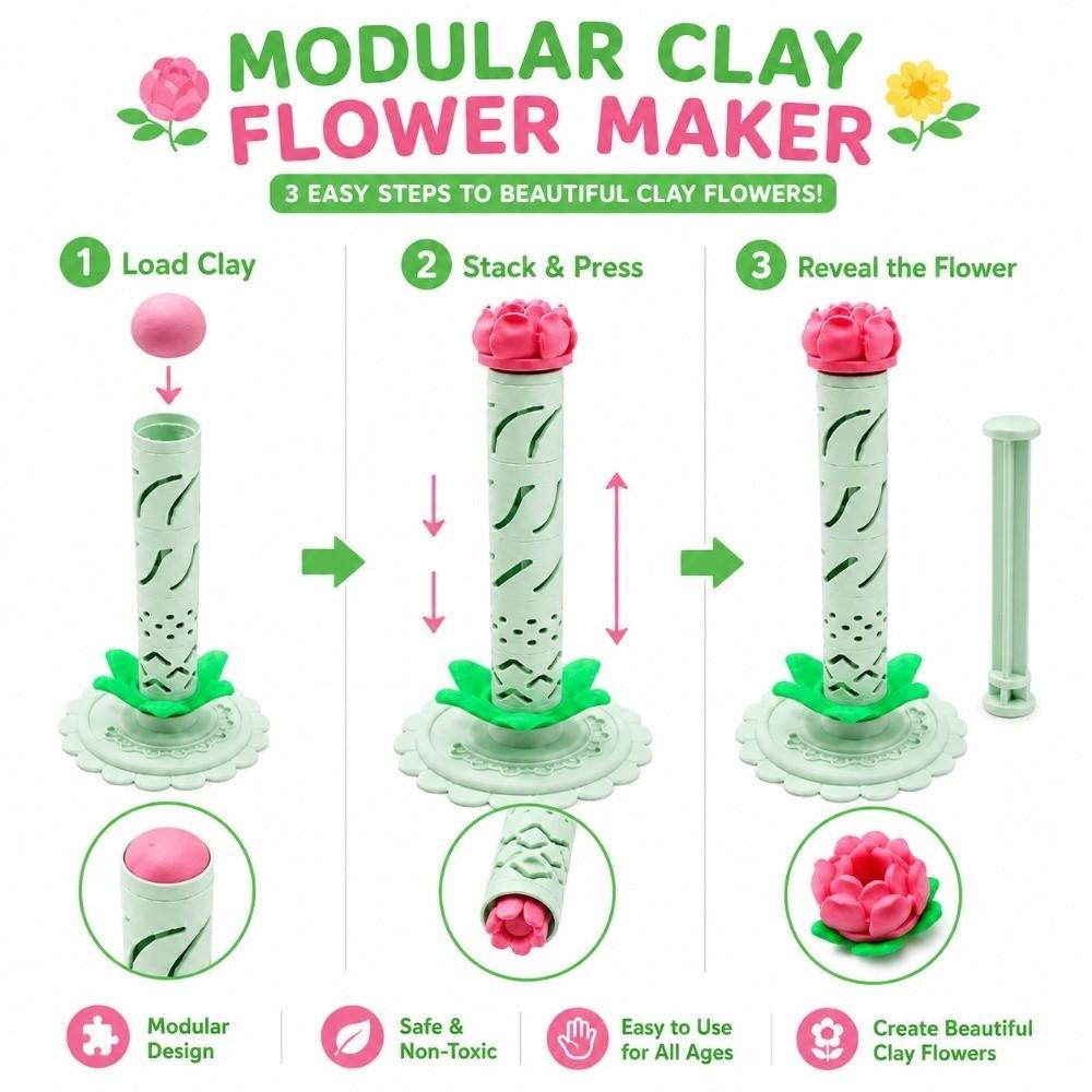 Reusable Polymer Clay Flower Shaper Modular Petal Mold Set Modular Clay Bloom Maker Modeling Clay