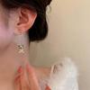 Silver Needle Rhinestone  Round Korean Style Bear Dangle Earrings Women Earrings Ear Studs