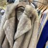 Зимнее пальто Toka из искусственного лисьего меха, женское пальто средней длины, большой воротник-поло, свободное сетчатое красное плюшевое пальто