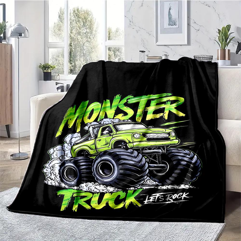 Truck Theme Printed Blanket - Perfect for Couch, Bed, Travel & Outdoor Use | Machine Washable, Cozy & Durable.